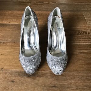 Silver Studded Rhinestone High Heels